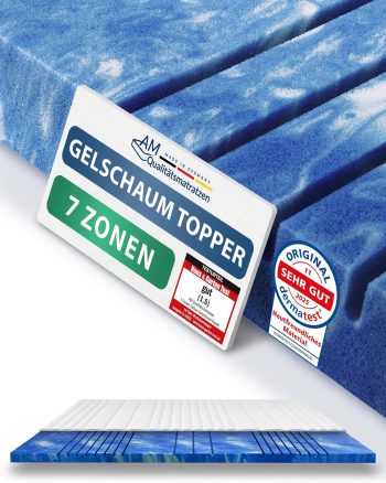AM Qualit?tsmatratzen 7 Zonen Deluxe Gel Topper 180x200cm RG50 - Made in Germany - Atmungsaktiver Gelschaum Topper 180x200-8cm - Kühlende Matratzenauflage mit Lyocell Bezug und Anti-Rutsch Funktion